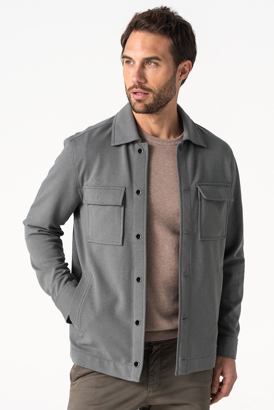 Sobrecamisa hombre con bolsillos gris
