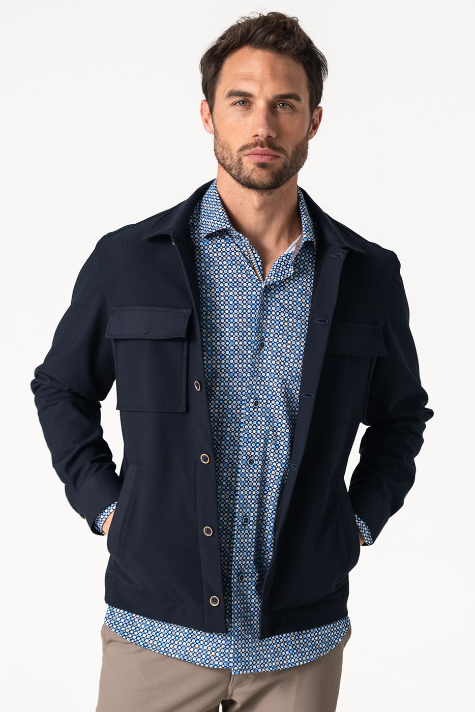 Sobrecamisa marino con bolsillos hombre