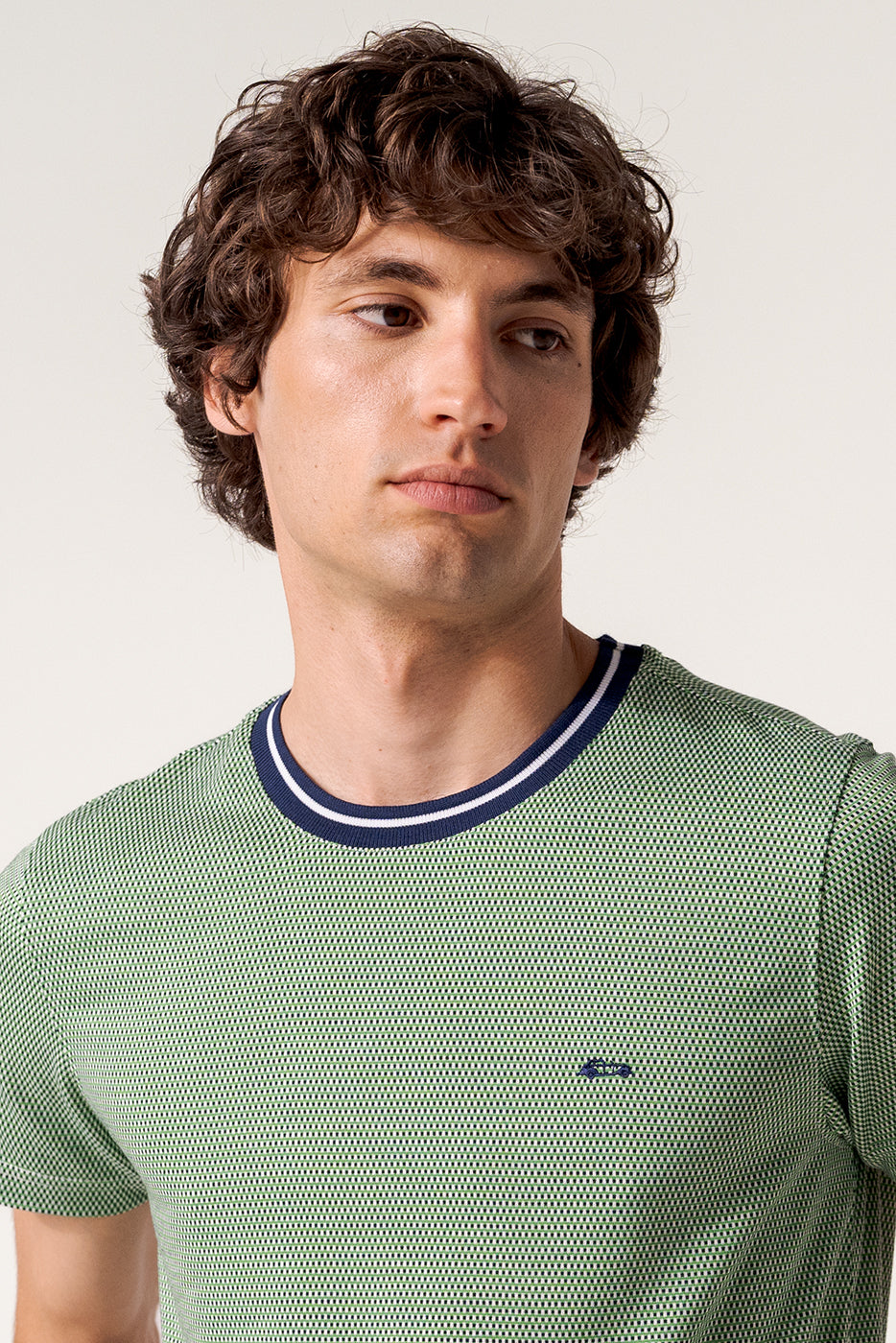 Camiseta manga corta tejido jacquard verde