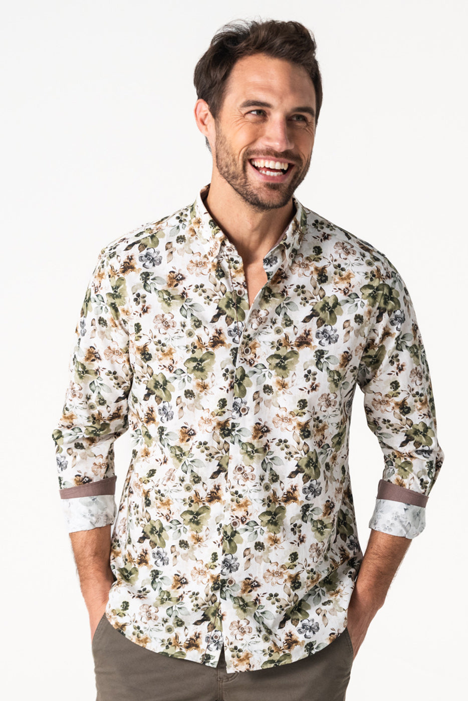 Camisa slim fit estampado flores 