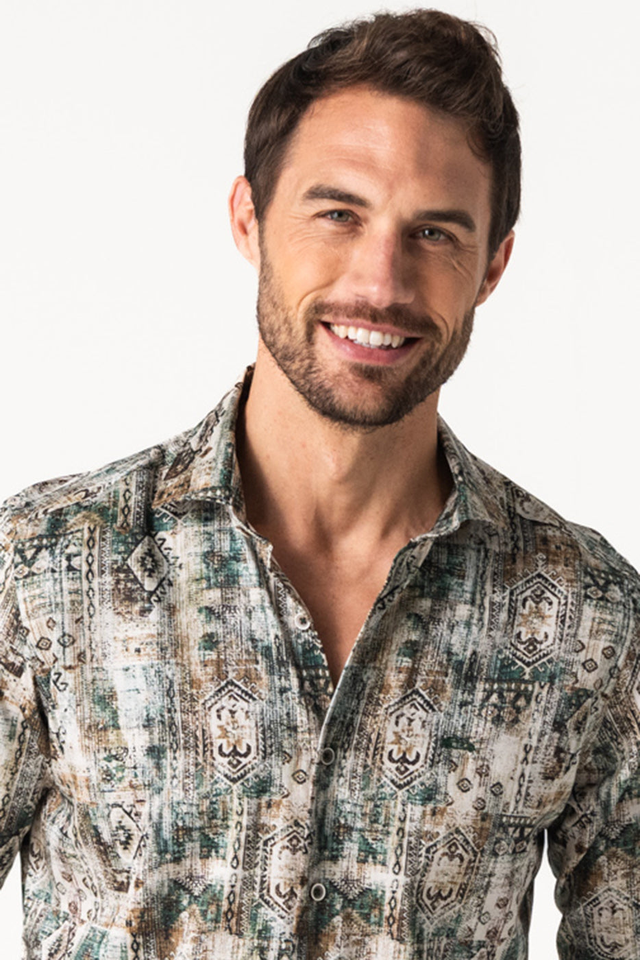 Camisa stampado étnico slim fit hombre