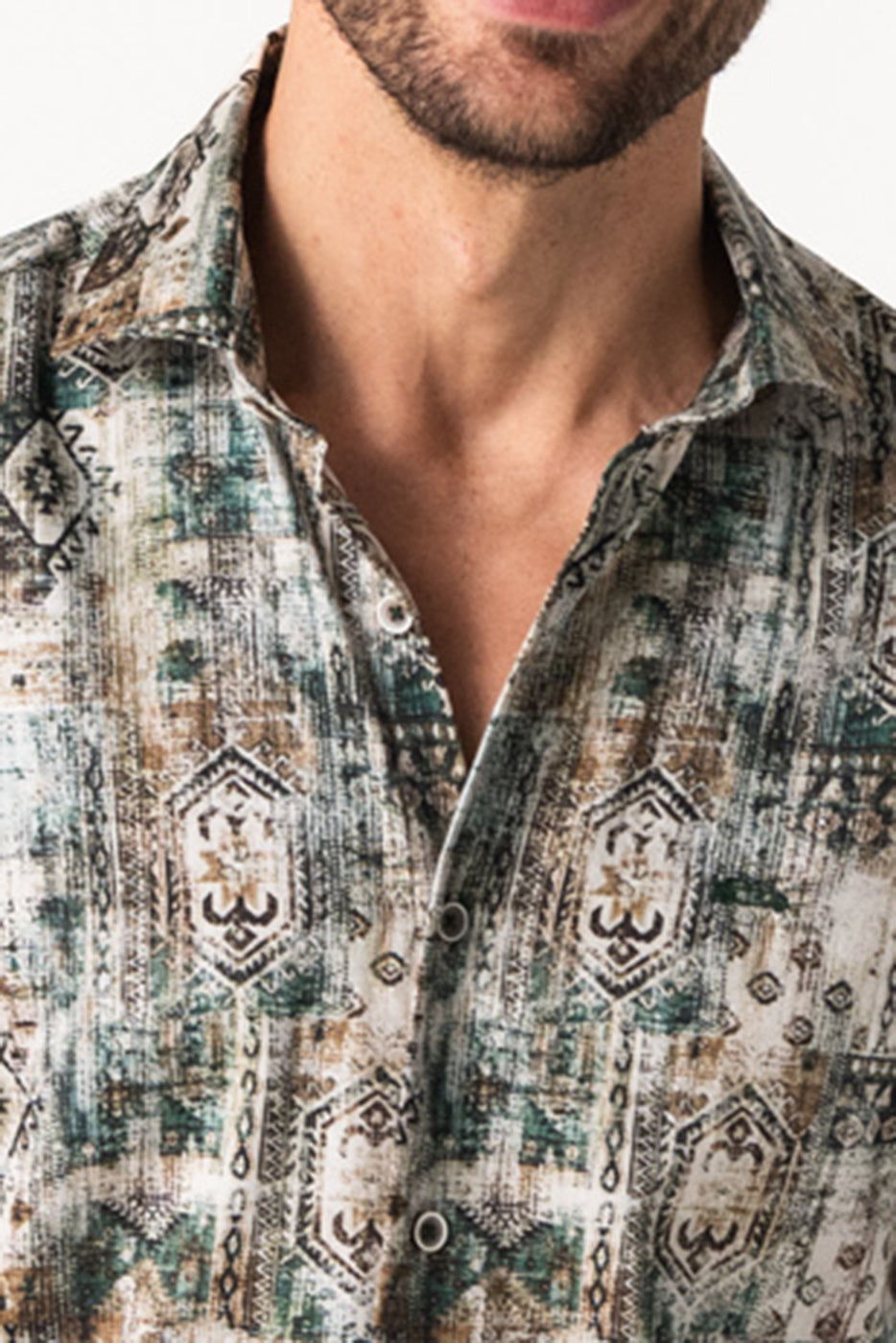 Camisa stampado étnico slim fit hombre
